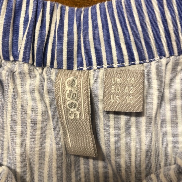 ASOS Blue & White Striped Lace Off Shoulder Top - Picture 4 of 6